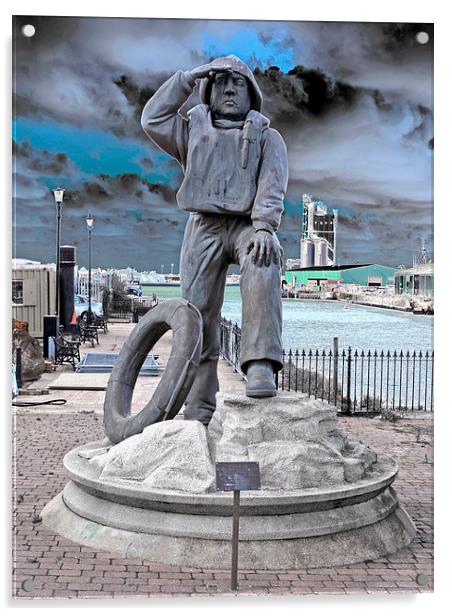 Lowestoft Lifeboat Memorial Acrylic by Bill Simpson