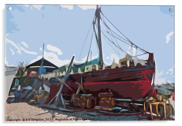 Abstract of Boat Under Repair Acrylic by Bill Simpson