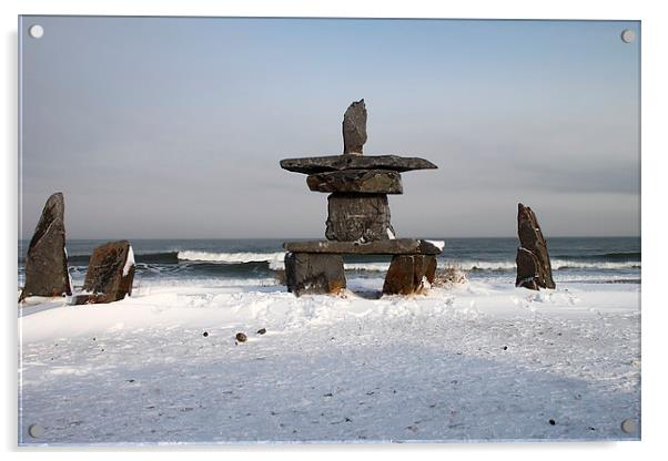 Inuit Inukshuk on Hudson Bay Acrylic by Carole-Anne Fooks