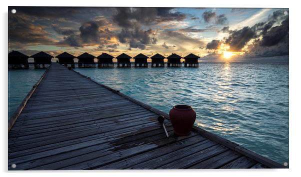 Sunset Maldives Acrylic by Dave Wragg