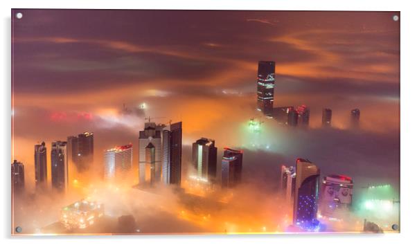 Misty City Acrylic by Dave Wragg