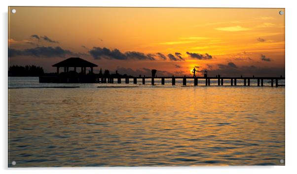 Sunset Pier Acrylic by Dave Wragg