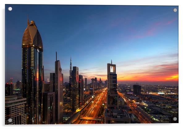 Sunset Dubai Acrylic by Dave Wragg