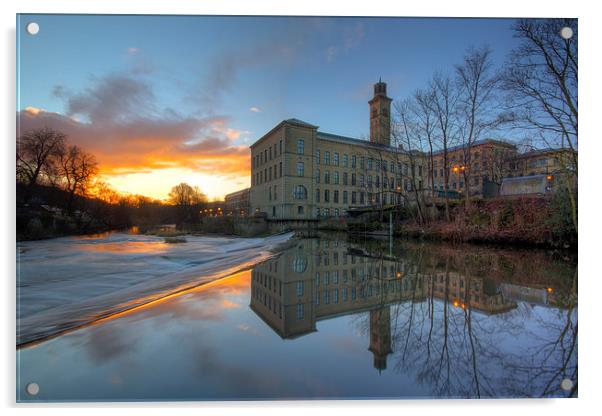 Sunrise at Salts Mill Acrylic by Andrew Holland