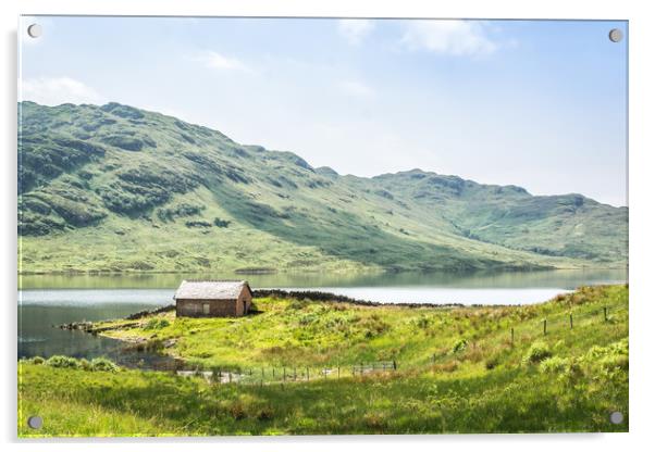 The little Hut at  Loch Arklet Acrylic by Michelle PREVOT