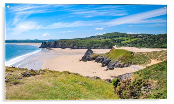 Three Cliffs Bay  -   Wales  Acrylic by Michelle PREVOT