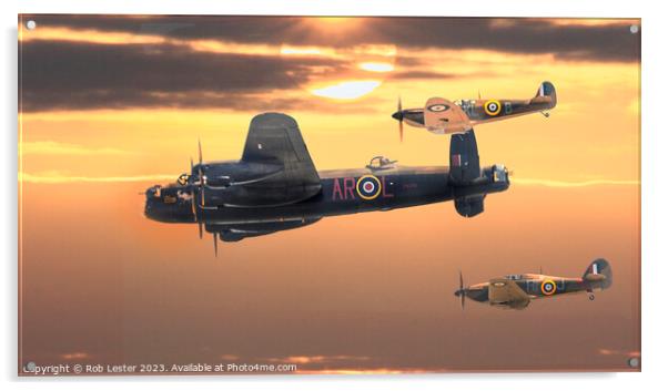 Memorial flight sunset  Acrylic by Rob Lester