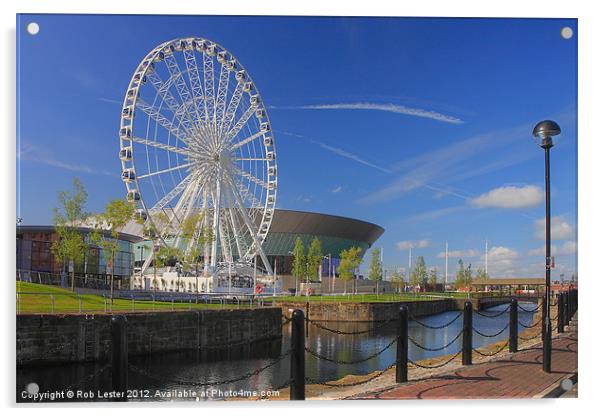 Ferris wheel, Liverpool Acrylic by Rob Lester