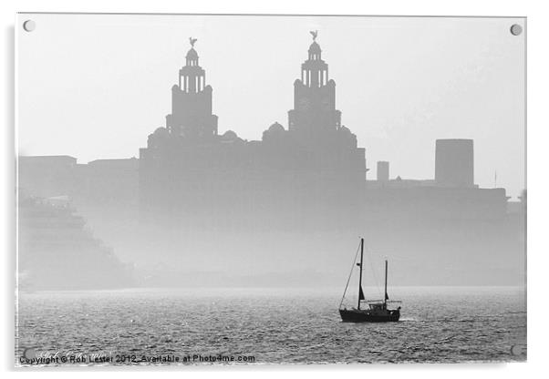 Mist over the Mersey Acrylic by Rob Lester