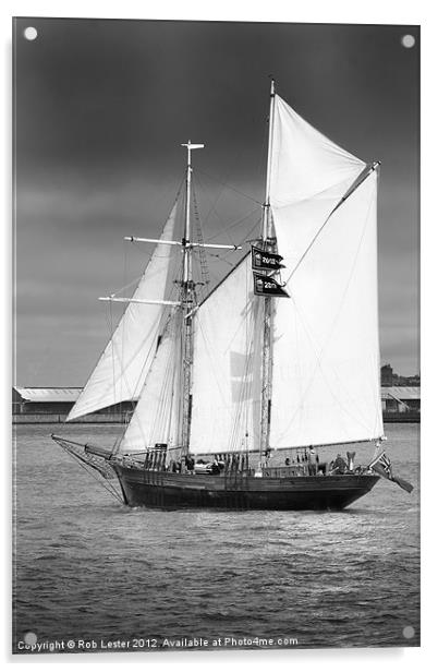 Tall ship on the Mersey Acrylic by Rob Lester