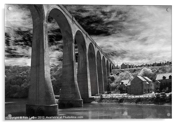 Larpool Viaduct, River Esk. Acrylic by Rob Lester