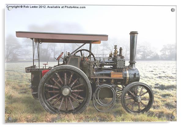 Traction Engine in the fog Acrylic by Rob Lester