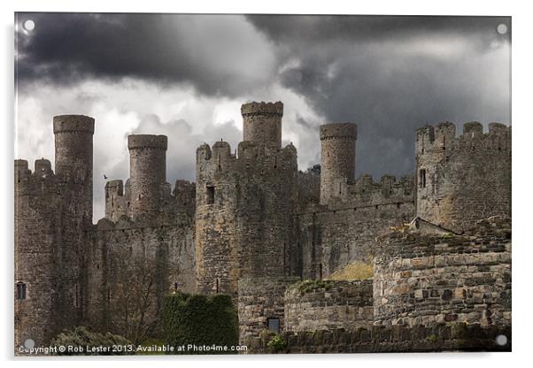 Conwy castle,Conway castle Acrylic by Rob Lester