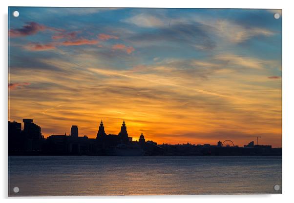  Silhouette liverpool sunrise Acrylic by Rob Lester