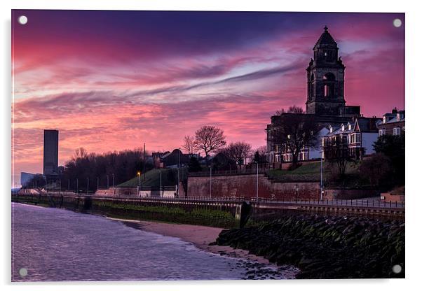  Civic sunrise, Wallasey Acrylic by Rob Lester