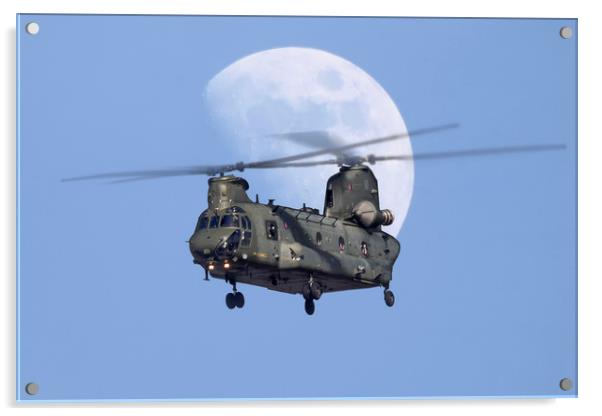 CH 47 Chinook Moonrise Acrylic by Rob Lester