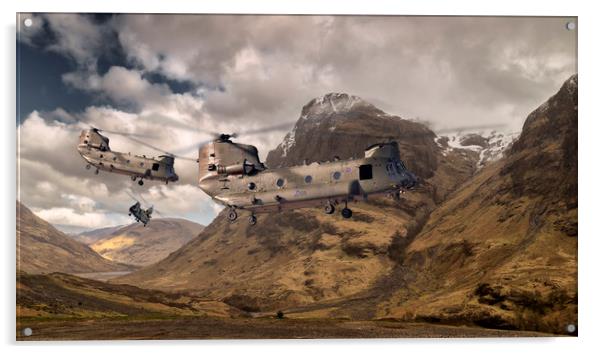 Chinooks mountain sortie  Acrylic by Rob Lester