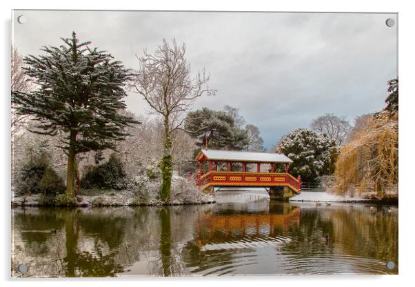 Swiss Bridge,Birkenhead Park Acrylic by Rob Lester