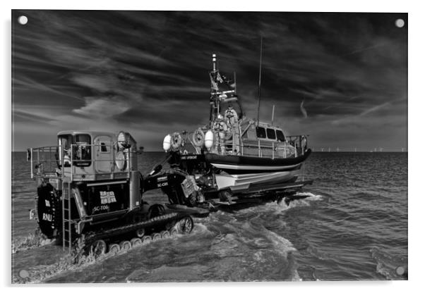 Hoylake Lifeboat Launch Acrylic by Rob Lester