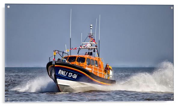 Hoylake Lifeboat _ On its Way Acrylic by Rob Lester