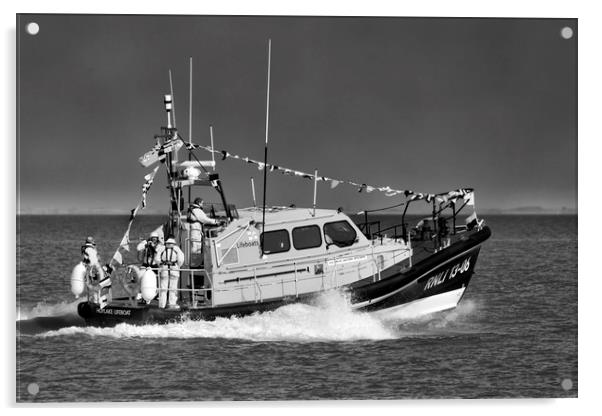 Hoylake Lifeboat at speed_mono Acrylic by Rob Lester