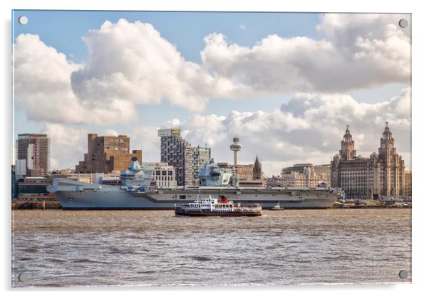 HMS Prince of Wales visits Liverpool Acrylic by Rob Lester
