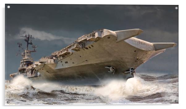 USS Intrepid Rules the ocean Acrylic by Rob Lester