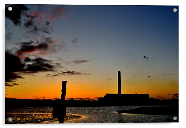 Sunsets behind Fawley Power Station Acrylic by Paul Gordon
