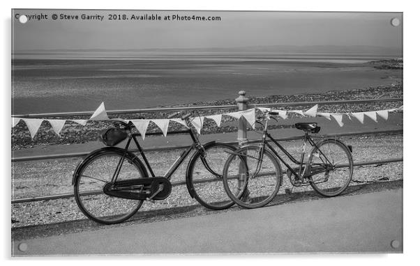 Bicycle by The Sea Acrylic by Steve Garrity