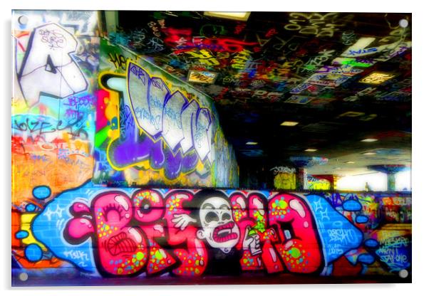 Graffiti Street Art The Undercroft Southbank Skate Park London Acrylic by Andy Evans Photos
