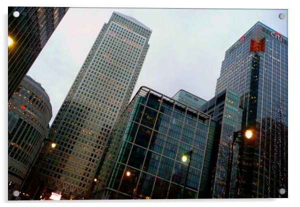 Canada Square Canary Wharf London Docklands England Acrylic by Andy Evans Photos