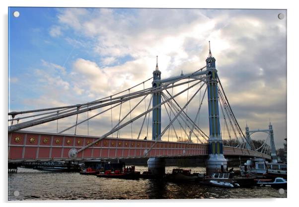 Albert Bridge River Thames London England UK Acrylic by Andy Evans Photos