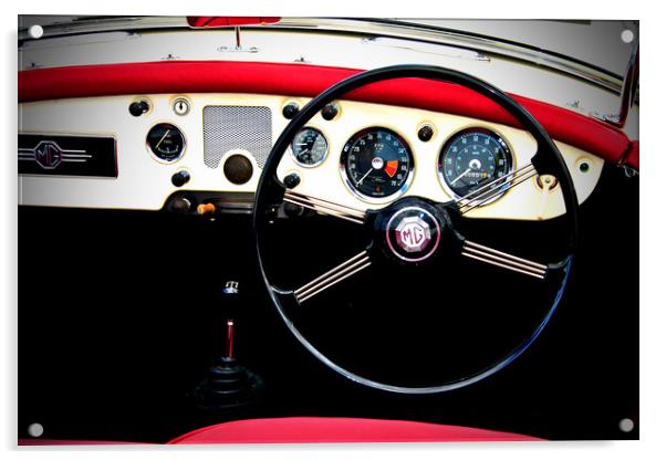MG A Classic British Sports Car Interior Acrylic by Andy Evans Photos