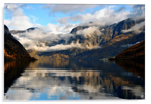 Aurlandsfjord Flam Norwegian Fjord Norway Scandinavia Acrylic by Andy Evans Photos