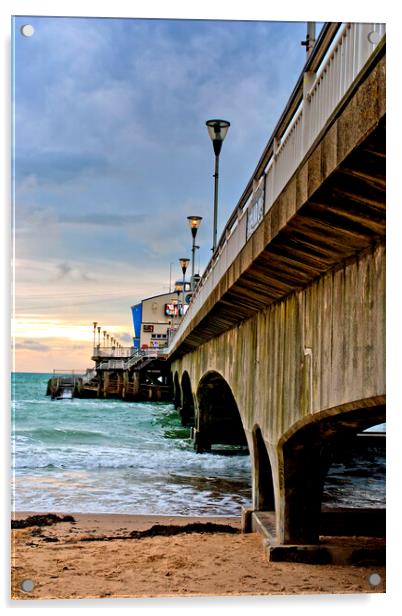 Bournemouth Pier And Beach Dorset England Acrylic by Andy Evans Photos