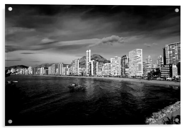 Benidorm Levante Beach Costa Blanca Spain Acrylic by Andy Evans Photos