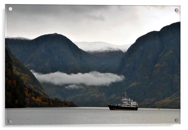 Aurlandsfjord Flam Norwegian Fjord Norway Acrylic by Andy Evans Photos