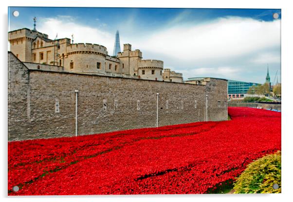 Tower Of London Poppies Red Poppy Acrylic by Andy Evans Photos