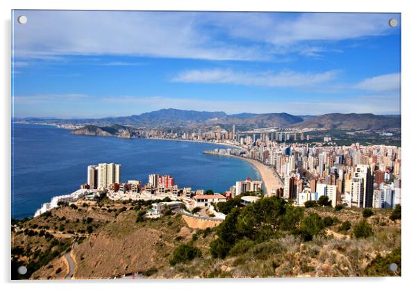 Benidorm Skyline Cityscape Costa Blanca Spain Acrylic by Andy Evans Photos