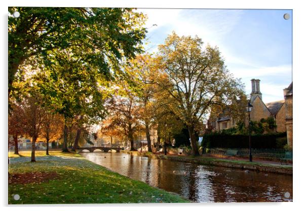 Bourton on the Water Autumn Trees Cotswolds UK Acrylic by Andy Evans Photos