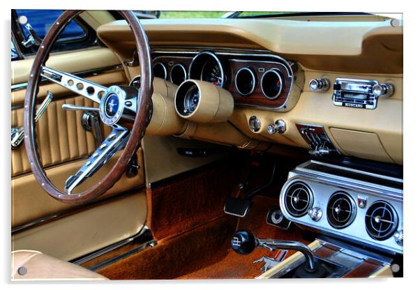 Ford Mustang Sports Car Interior Acrylic by Andy Evans Photos