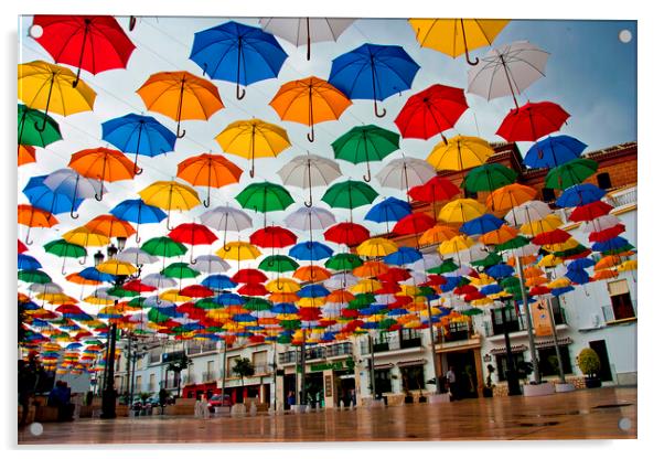 "Vibrant Umbrella Canopy in Torrox" Acrylic by Andy Evans Photos