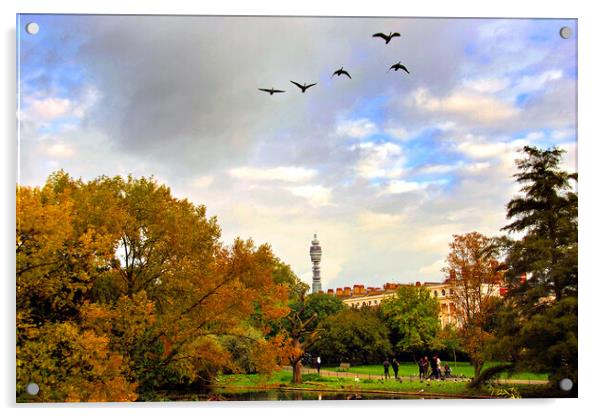 Enchanting Autumnal Serenity, Regents Park Acrylic by Andy Evans Photos
