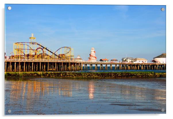 Clacton On Sea Pier And Beach Essex UK Acrylic by Andy Evans Photos
