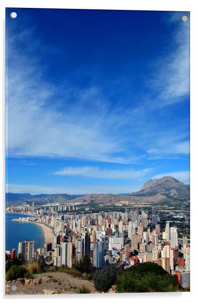 Benidorm Skyline Cityscape Costa Blanca Spain Acrylic by Andy Evans Photos