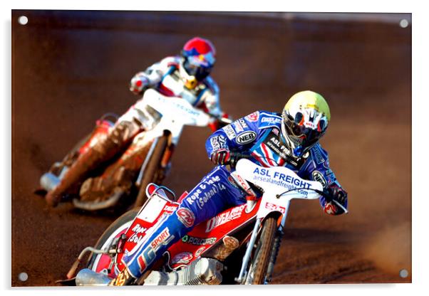 Great Britain Speedway Motorcycle Action Acrylic by Andy Evans Photos
