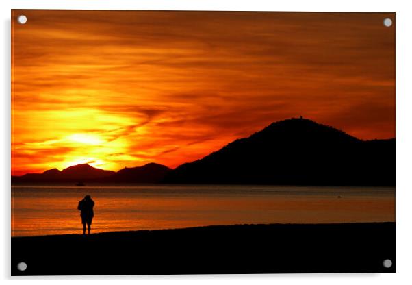 Benidorm Sunset Costa Blanca Spain Acrylic by Andy Evans Photos