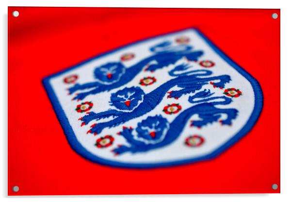 England Three Lions red football shirt badge Acrylic by Andy Evans Photos