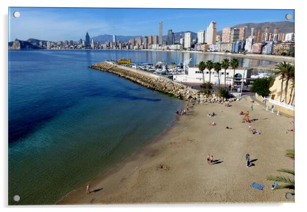 Benidorm Mal Pas Beach Costa Blanca Spain Acrylic by Andy Evans Photos