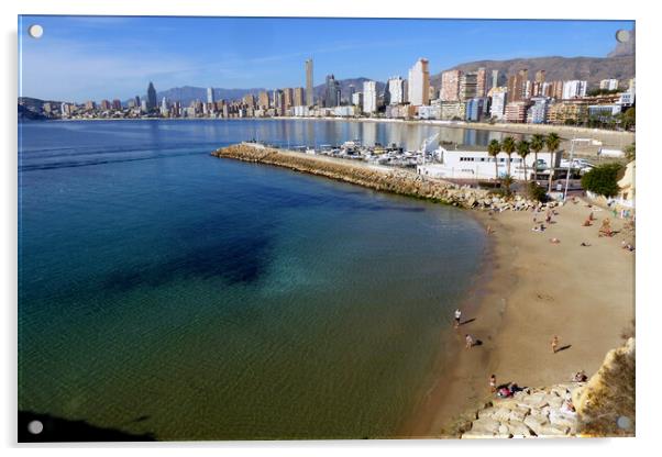 Benidorm Mal Pas Beach Costa Blanca Spain Acrylic by Andy Evans Photos